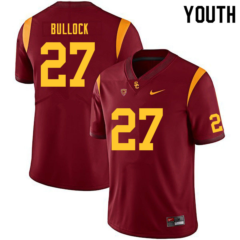 Youth #27 Calen Bullock USC Trojans College Football Jerseys Sale-Cardinal